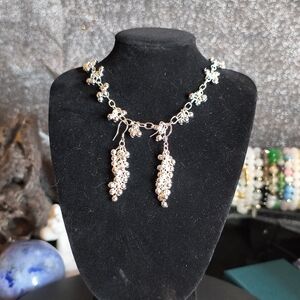 925 Floral 16" Necklace And Earrings
